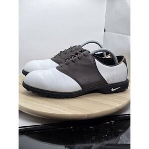 Mens Size 10 - Nike Air Wickie Golf Shoes White Brown Leather Cleats Vintage